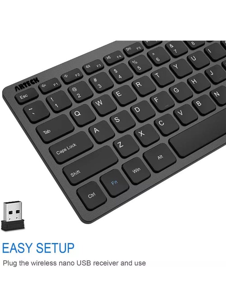 Arteck HW098 Wireless, Bluetooth Ultra Slim and Compact Rechargeable Keyboard with Media Hotkeys for Computer Desktop PC Laptop Surface Smart TV and Windows 11/10/8/7 - Image 3